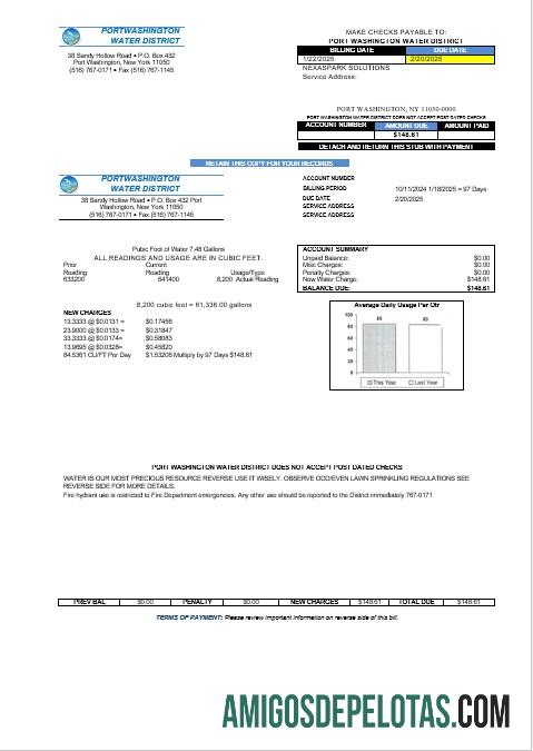 Realistis AS Baru York Port Washington Air District bisnis Tagihan Tagihan templat in Word and PDF format