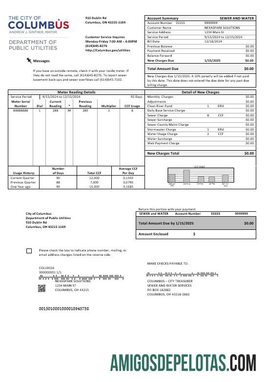 Profesional AS Ohio City of Columbus bisnis Tagihan Tagihan templat in Word and PDF format