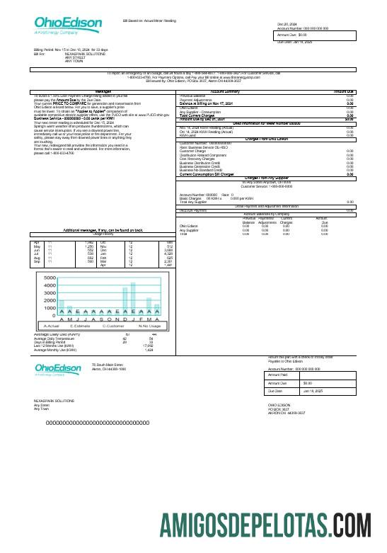 Dapat Diedit AS Ohio Edison bisnis Tagihan Tagihan Word and PDF templat