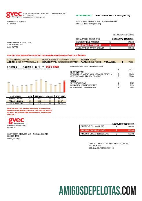 Dapat Diedit AS Texas GVEC bisnis Tagihan Tagihan templat in Word and PDF format