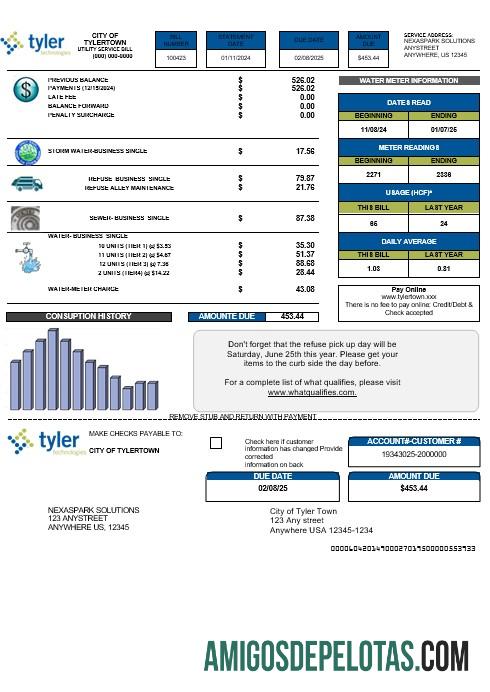 Profesional AS Tyler Technologies bisnis Tagihan Tagihan templat in Word and PDF format
