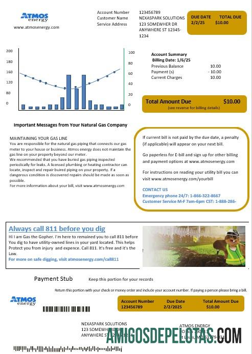 Berkualitas AS Virginia Atmos Energy bisnis Tagihan Tagihan templat in Word and PDF format