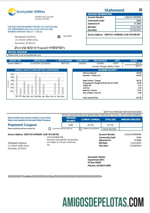 Premium AS Washington Sunnyside Utilities Air bisnis Tagihan Tagihan templat in Word and PDF format