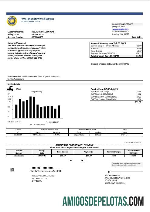Dapat Diedit AS Washington Air layanan bisnis Tagihan Tagihan templat in Word and PDF format