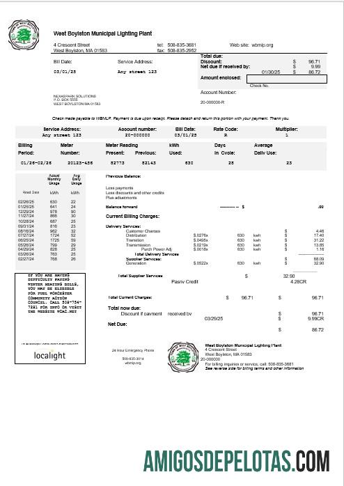 Berkualitas AS West Boylston bisnis Tagihan Tagihan templat in Word and PDF format