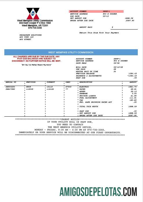 Berkualitas AS West Memphis bisnis Tagihan commission Tagihan Tagihan Word and PDF templat