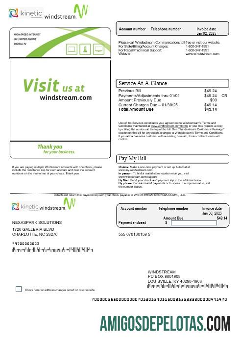 Dapat Diedit AS Windstream Holdings, Inc. bisnis Tagihan Tagihan templat in Word and PDF format