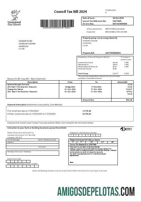 Premium Inggris Raya Liverpool City Council taxbusiness Tagihan Tagihan templat in Word format