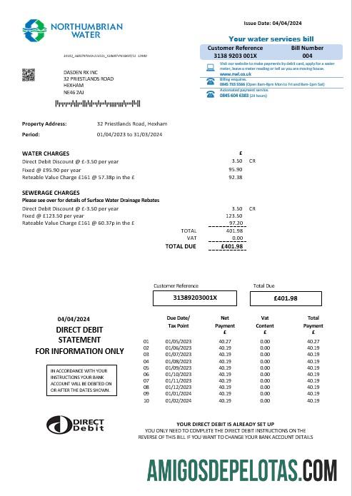 Berkualitas Inggris Raya Northumbrian Air bisnis Tagihan Tagihan templat in Word and PDF format, versi 2