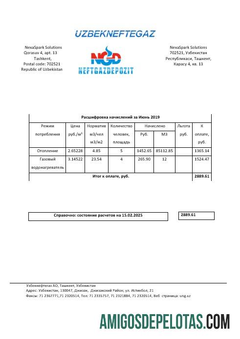 Dapat Diedit Uzbekistan NeftGaz bisnis Tagihan Tagihan templat in Word and PDF format, fully Dapat Diedit