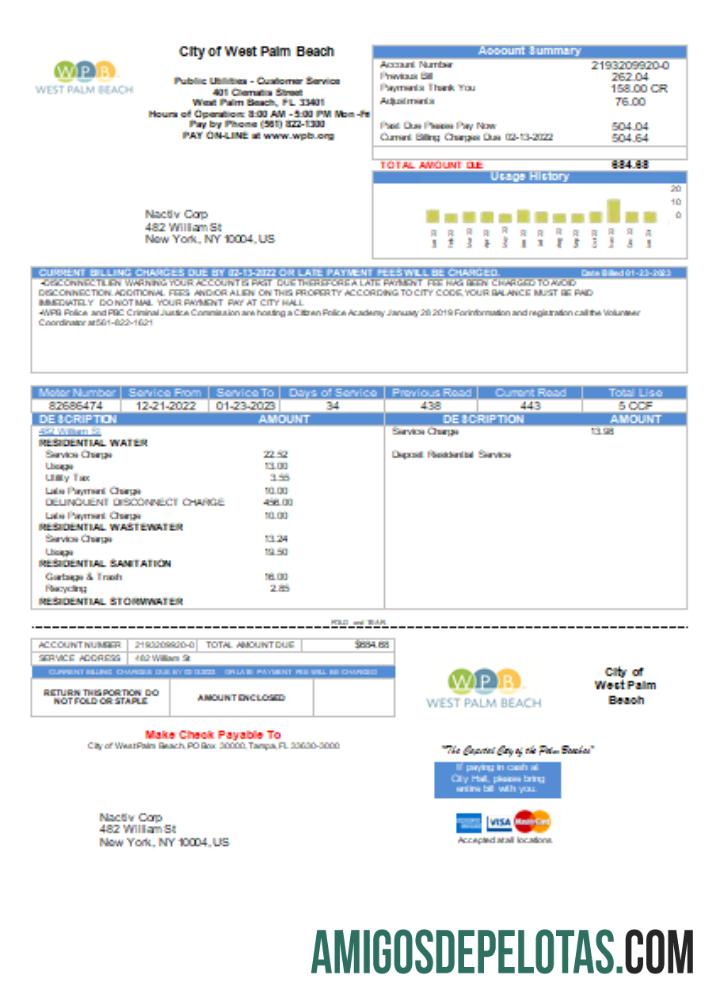 West Palm Beach Pub Utilities Tagihan bisnis Tagihan SCR desain