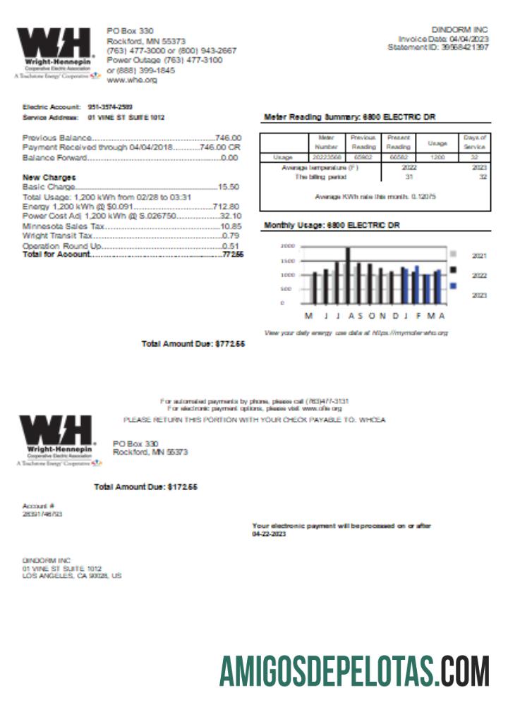 Wright Hennepin Cooperative Electric Association Tagihan bisnis Tagihan, SCR makering
