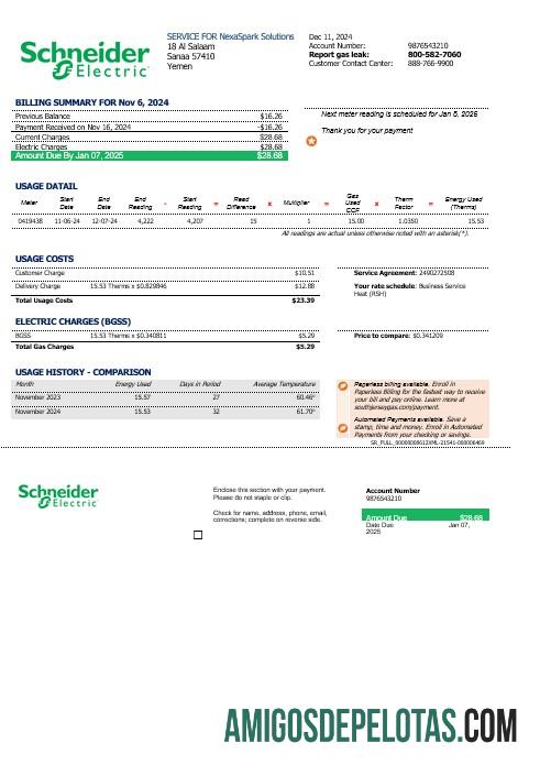 Premium Yaman Schneider Electric bisnis Tagihan Tagihan templat in Word and PDF format