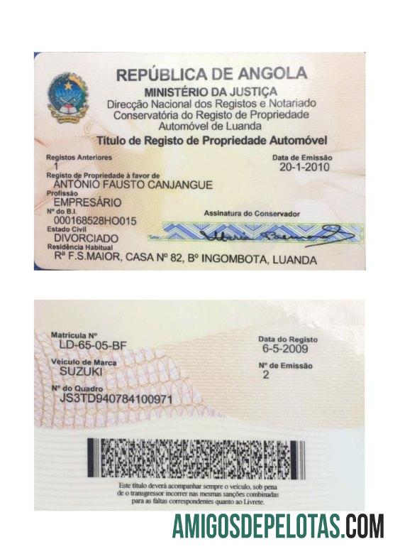 Angola vehicle pendaftaran kartu versi 2 pratinjau