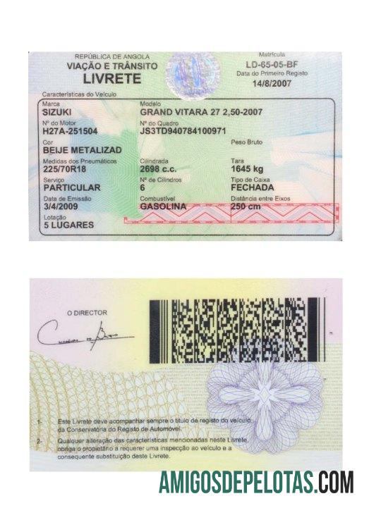 Angola vehicle pendaftaran kartu pratinjau