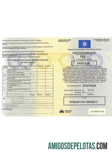 Belgia vehicle pendaftaran sertifikat versi 2 desain