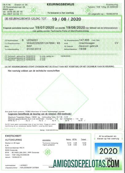 Belgia vehicle pendaftaran sertifikat desain