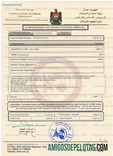 Irak vehicle pendaftaran sertifikat desain