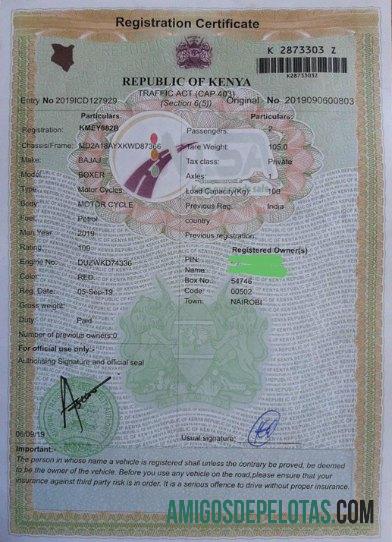 Kenya vehicle pendaftaran sertifikat desain