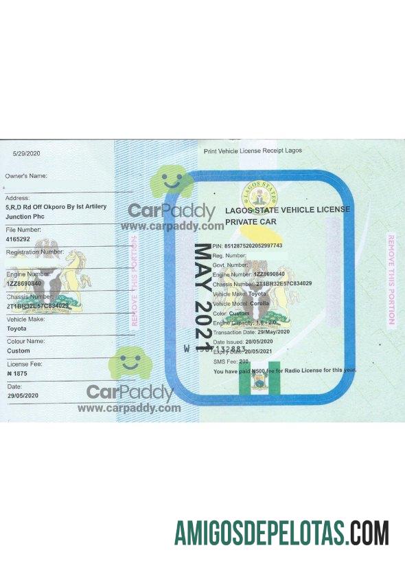 Lagos vehicle pendaftaran sertifikat desain
