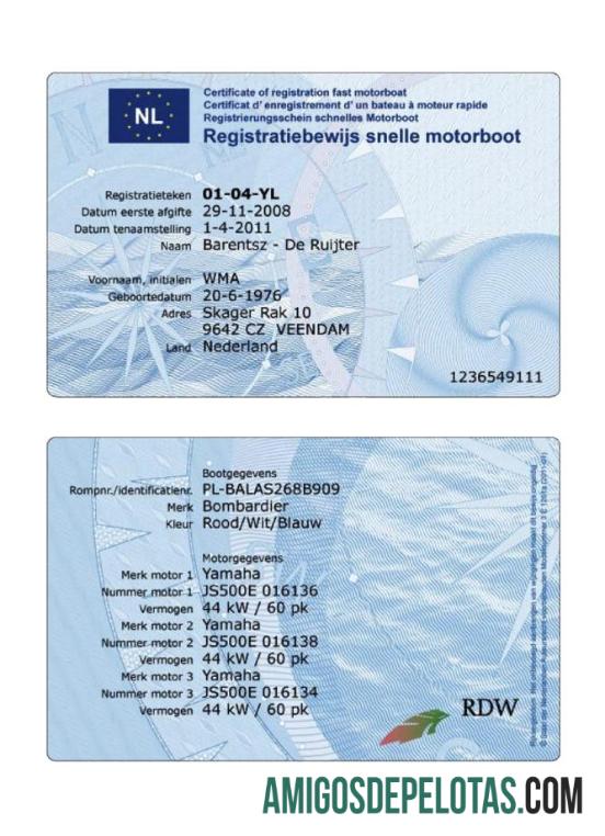 Belanda pendaftaran sertifikat fast motorboat pratinjau