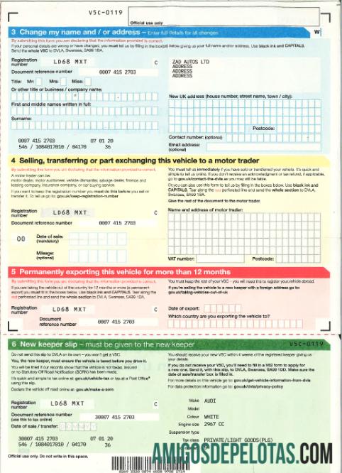 Inggris Raya driver,vehicle pendaftaran certificate3 sampel