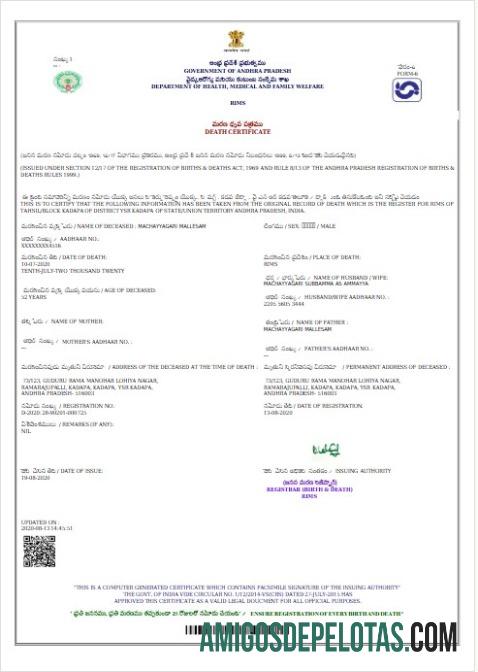 Andorra Department of kesehatan, medis and family welfare kematian sertifikat makering