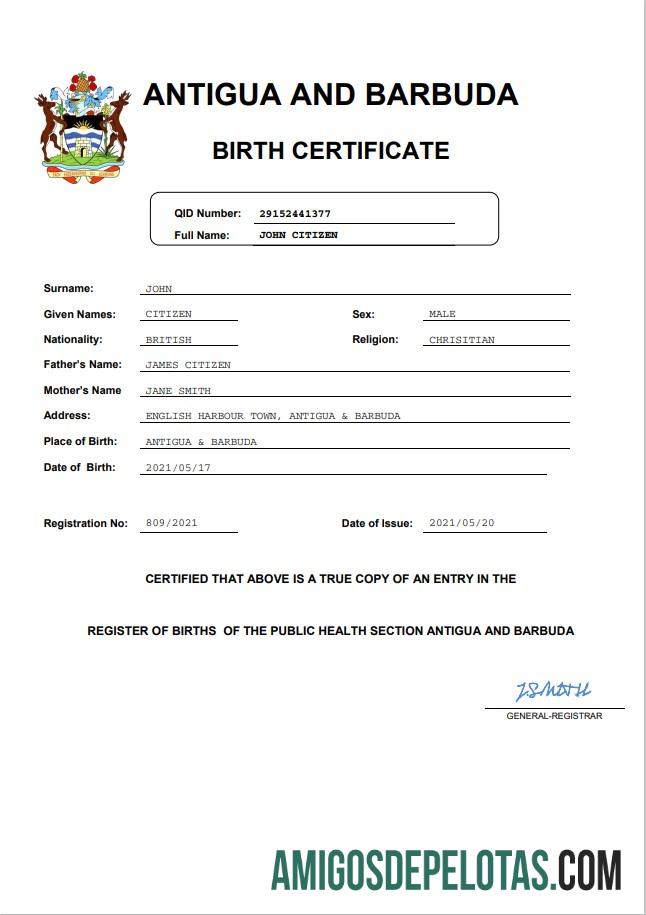 Dapat Diedit Antigua dan Barbuda kelahiran sertifikat Word and PDF templat