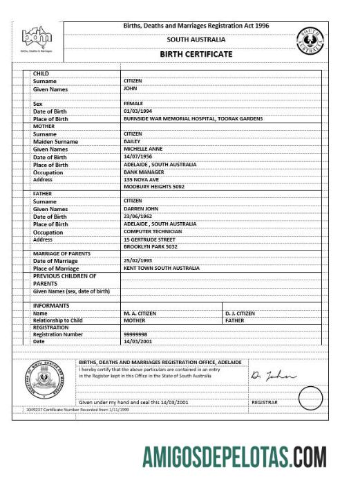 Realistis Australia Australian Capital Territory kelahiran sertifikat templat in Word format, versi 1