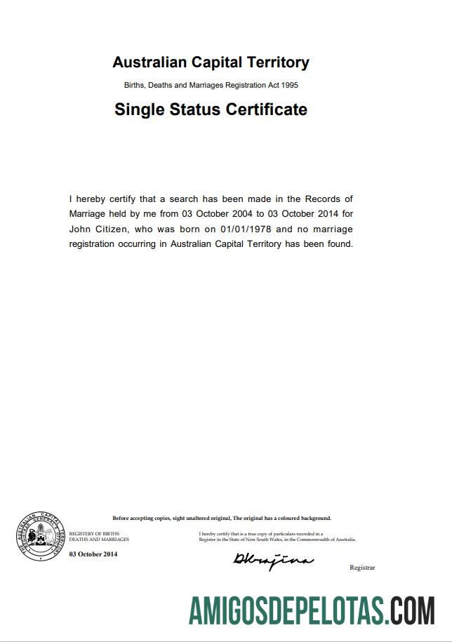Dapat Diedit Australia Australian Capital Territory perceraian sertifikat templat in Word
