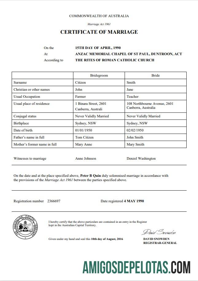 Profesional Australia Australian Capital Territory pernikahan sertifikat templat in Word