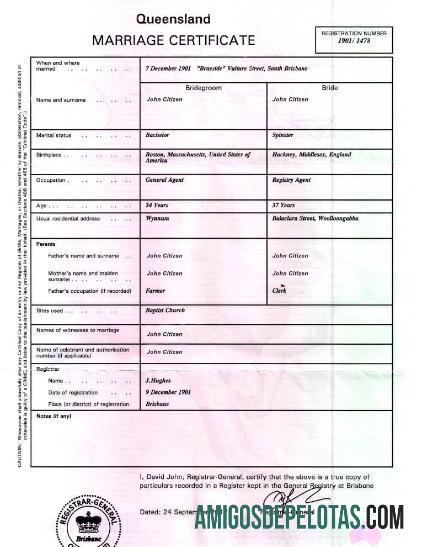 Australia Brisbane general registry pernikahan sertifikat desain