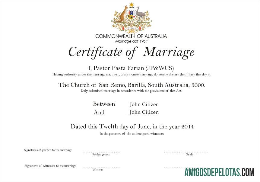 Australia Church of San Remo pernikahan sertifikat makering