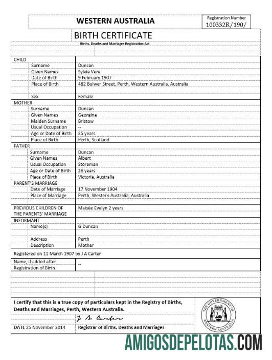 Premium Australia Western Australia kelahiran sertifikat templat in Word format, versi 1