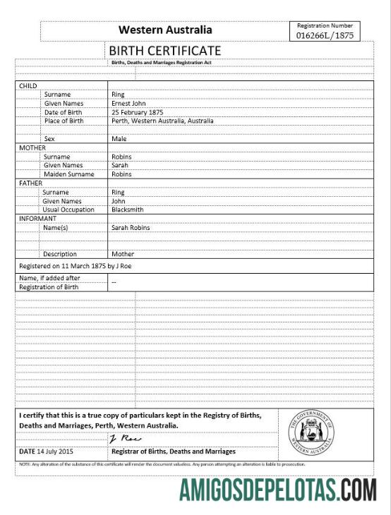 Berkualitas Australia Western Australia kelahiran sertifikat templat in Word format, versi 2