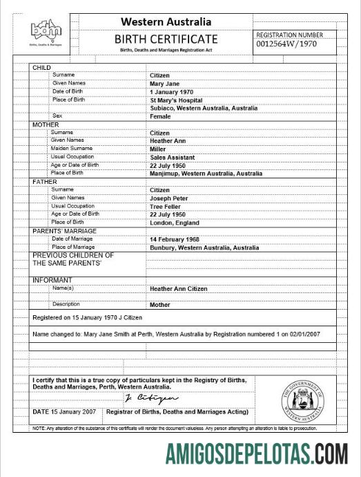 Berkualitas Australia Western Australia kelahiran sertifikat templat in Word format, versi 3