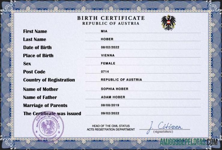 Dapat Diedit Austria vital record kelahiran sertifikat PSD templat,
