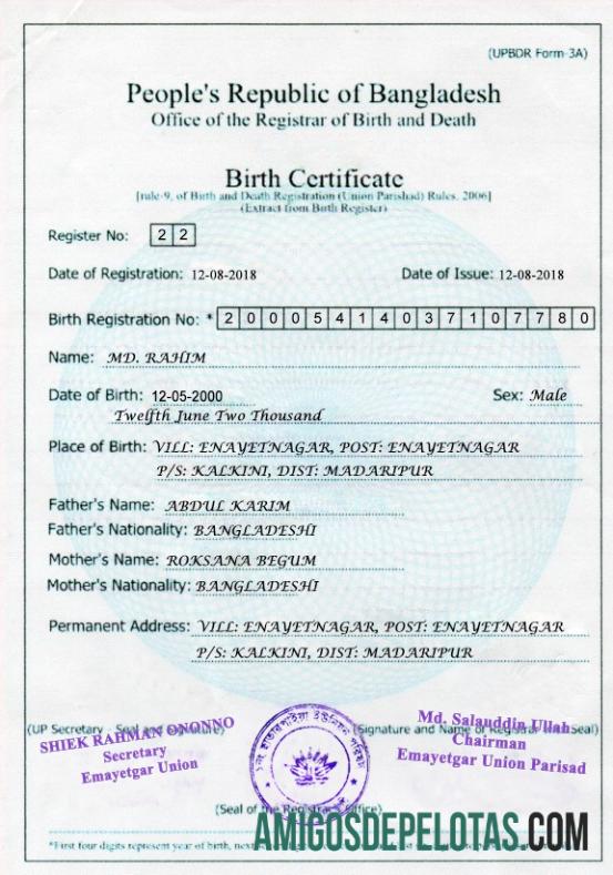 Premium Bangladesh kelahiran sertifikat templat in PSD format