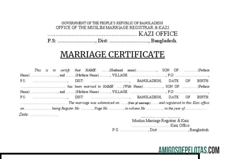 Bangladesh Muslim pernikahan registrar pernikahan sertifikat desain