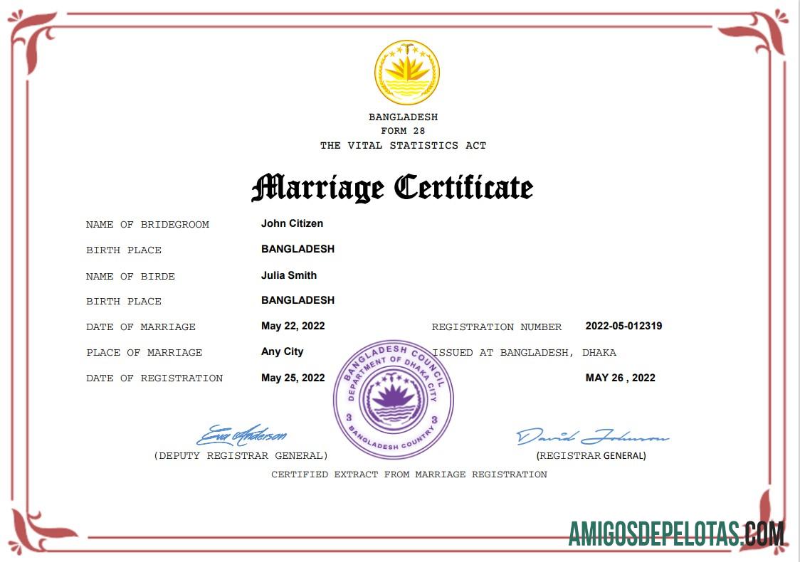 Profesional Bangladesh pernikahan sertifikat Word and PDF templat