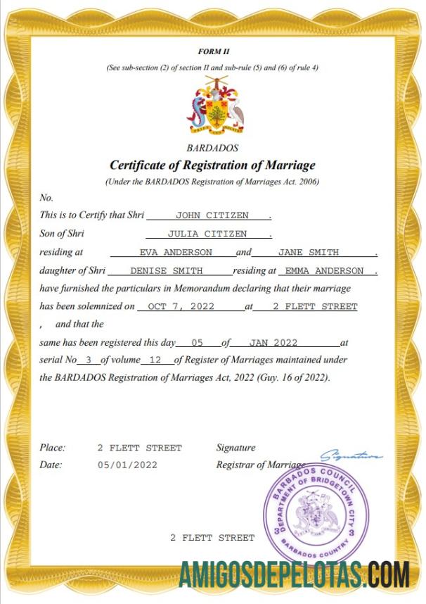 Dapat Diedit Barbados pernikahan sertifikat Word and PDF templat