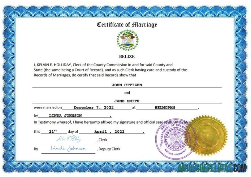 Profesional Belize pernikahan sertifikat Word and PDF templat