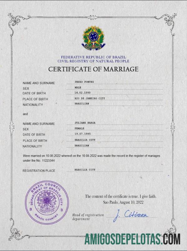 Dapat Diedit Brasil pernikahan sertifikat PSD templat