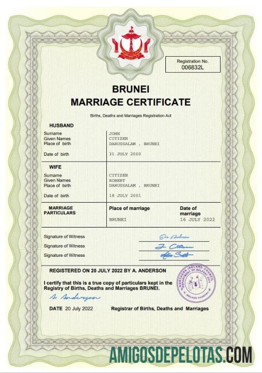 Berkualitas Brunei pernikahan sertifikat Word and PDF templat