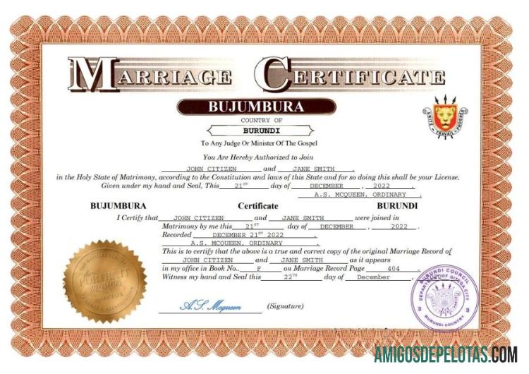 Premium Burundi pernikahan sertifikat Word and PDF templat