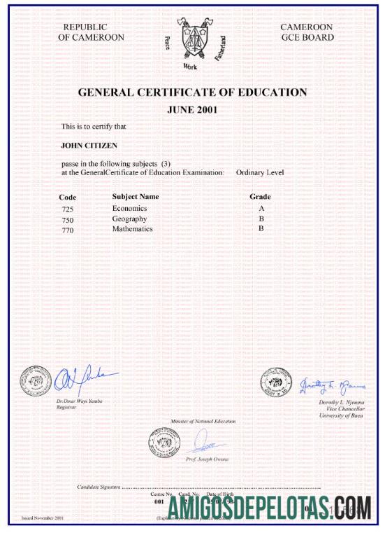 Kamerun general sertifikat of education pratinjau