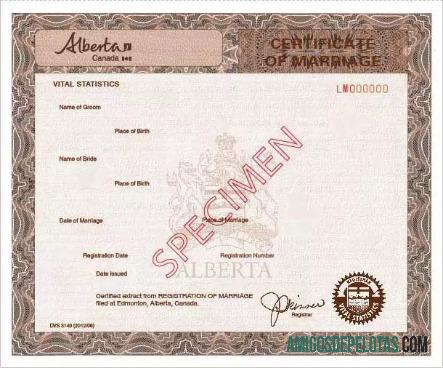 Kanada Registrar of vital Statistik pernikahan sertifikat makering