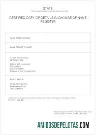 Certified copy of details in change of name register desain
