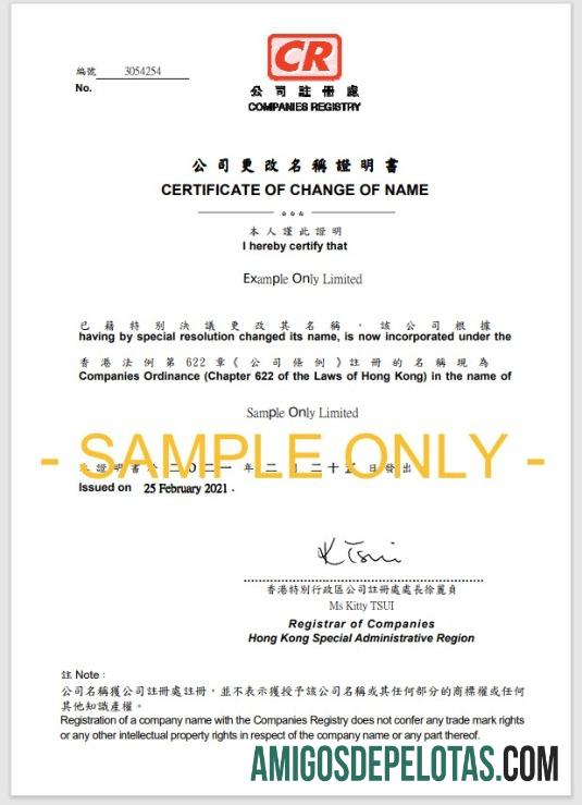Tiongkok Register of companies name change sertifikat makering