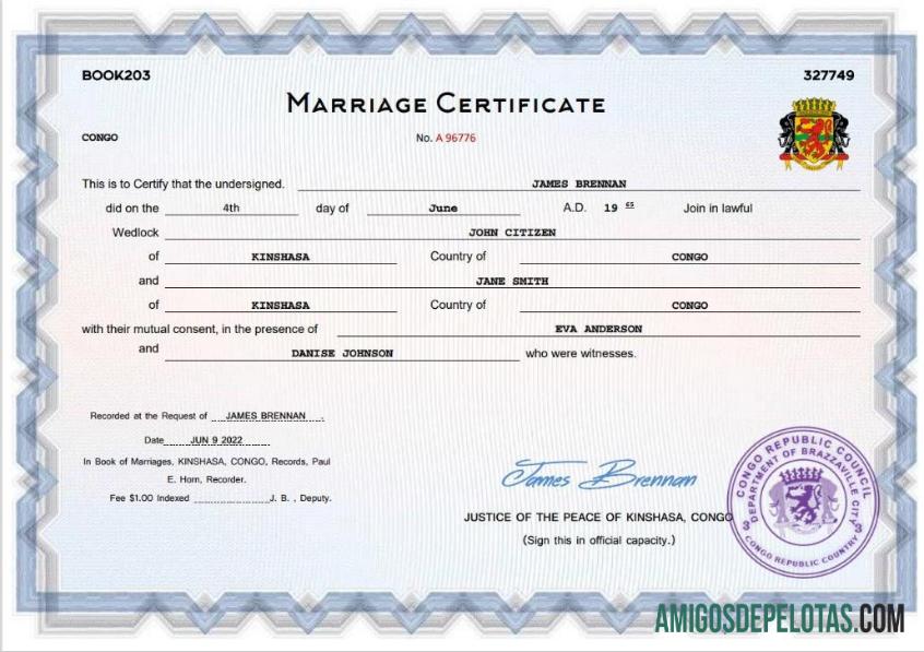 Kongo pernikahan sertifikat makering